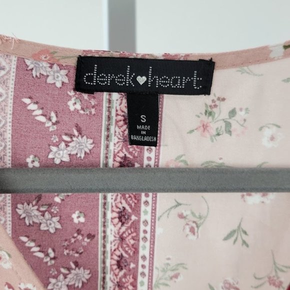 DEREK HEART boho floral print peplum blouse Sz S NEW - Picture 6 of 7